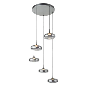 Lampa wisząca LED 5-punktowa srebrna dymiona PND-24028-5A-SILV z serii Tenele - Lampy Italux