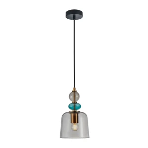 Lampa wisząca szklana dymiona z kolorowymi detalami PND-27092B-MC-BRO z serii Namos - Lampy Italux