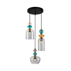 Lampa wisząca 3-punktowa szklana kolorowa PND-30263-3A-BRO-SG z serii BUSCO - Lampy Italux