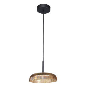 Lampa wisząca metalowa czarno-żółta prążkowana PND-48529-BK-YLL z serii Colle - Lampy Italux