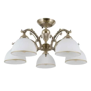 Żyrandol metalowy brązowy z 5 szklanymi kloszami PND-5122-5 z serii FENEZA - Lampy Italux
