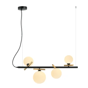 Lampa wisząca czarna metalowa z kulistymi kloszami PND-5622-4-BK-W z serii REVERSO - Lampy Italux