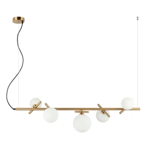 Lampa wisząca złota metalowa z 5 szklanymi kulami PND-5622-5-BRO-W z serii Reverso - Lampy Italux