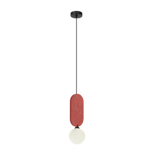 Lampa wisząca czerwona z filcu z kulistym kloszem PND-59815-1-RED z serii Lorenzo - Lampy Italux