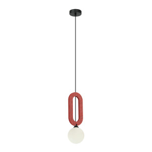 Lampa wisząca czerwona filcowa z kulistym kloszem PND-59839-1-RED z serii MASSO - Lampy Italux