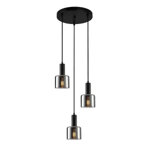 Lampa wisząca loft czarna metalowa 3-punktowa PND-65342-3A-BK+SG z serii SANTIA - Lampy Italux