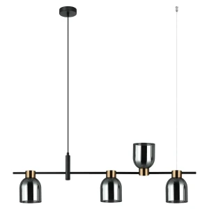 Lampa wisząca metalowa czarna z dymionymi kloszami PND-66892-4-BK-SG z serii Servio - Lampy Italux