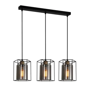 Lampa wisząca loftowa czarna 3-punktowa PND-78901-3-BK+SG z serii KALULA - Lampy Italux
