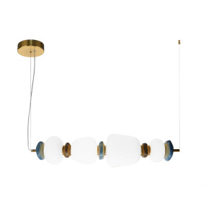 Lampa wisząca złota metalowa z ceramicznymi kloszami PND-94981-4A-GD z serii Evans - Lampy Italux