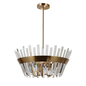 Lampa wisząca mosiężna ze szkłem kryształowym 52cm PND-22450-5A-HBR z serii ALTOYA - Lampy Italux
