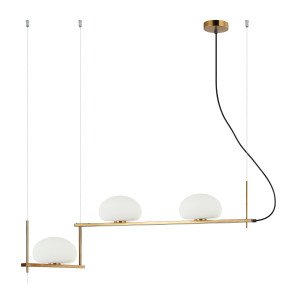 Lampa wisząca mosiężna 3-punktowa z białymi kloszami PND-357783-BRO+W z serii KERNIO - Lampy Italux