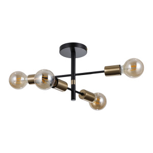 Lampa wisząca metalowa czarno-mosiężna 4-punktowa PND-4025-4-BL-HBR z serii PIANSI - Lampy Italux