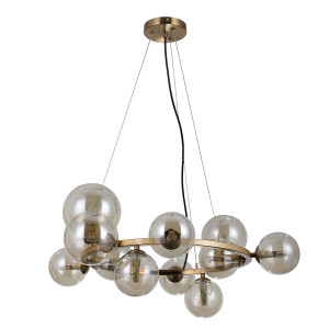Lampa wisząca mosiężna 11-punktowa ze szklanymi kloszami PND-406007-11-HBR z serii Canello - Lampy Italux