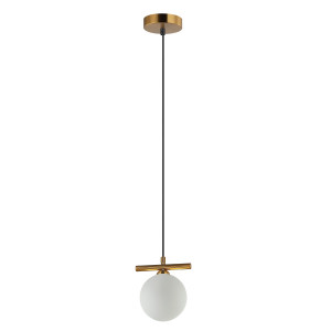 Lampa wisząca metalowa brązowa z kulistym kloszem PND-463321S-BRO+W z serii Merseta - Lampy Italux