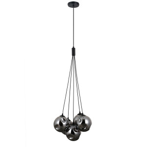 Lampa wisząca czarna szklana 5-punktowa PND-54456-5A-HB-SMG z serii PERLOS - Lampy Italux