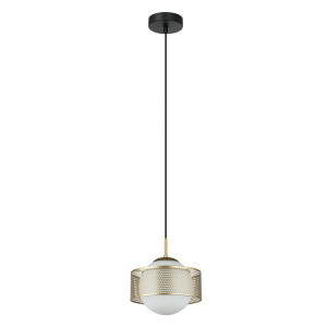 Lampa wisząca złota metalowa z białym kloszem PND-55456-1L-GD z serii Lomica - Lampy Italux