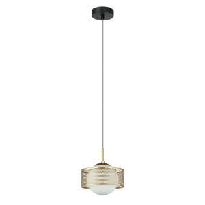 Lampa wisząca złota metalowa z białym kloszem PND-55456-1M-GD z serii Lomica - Lampy Italux