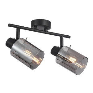 Lampa sufitowa czarna metalowa z dymionym szkłem SPL-5581-2-BK-SG z serii Sardo - Lampy Italux