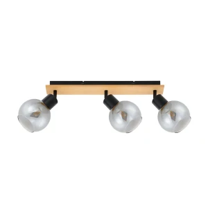 Lampa sufitowa 3-punktowa drewniana z dymionymi kloszami SPL-67535-3-BK-WO z serii Barel - Lampy Italux