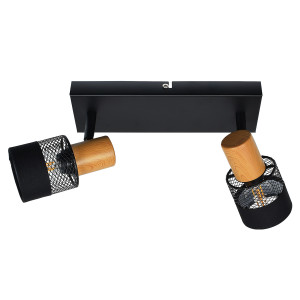 Reflektor sufitowy czarny metalowy z drewnem 2-punktowy SPL-90110-2 z serii Coletta - Lampy Italux