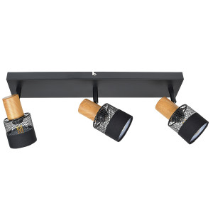 Reflektor sufitowy czarny metalowy z drewnem 3-punktowy SPL-90110-3 z serii Coletta - Lampy Italux