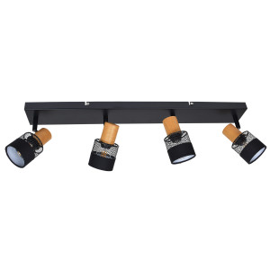 Reflektor sufitowy czarny metalowy z drewnem 4-punktowy SPL-90110-4 z serii COLETTA - Lampy Italux