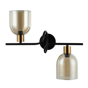 Kinkiet metalowy czarny z bursztynowymi kloszami WL-66892-2A-BK-AMB z serii Servio - Lampy Italux