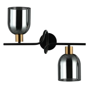 Kinkiet metalowy czarny z dymionymi kloszami WL-66892-2A-BK-SG z serii Servio - Lampy Italux