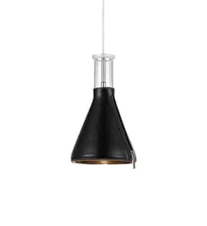 Lampa loft wisząca ZIP pendant clear glass/black lether 106805 - Markslojd