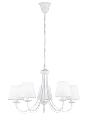 Lampa wisząca klasyczny żyrandol 5 płomienny biały CORTEZ 110600531 - Trio