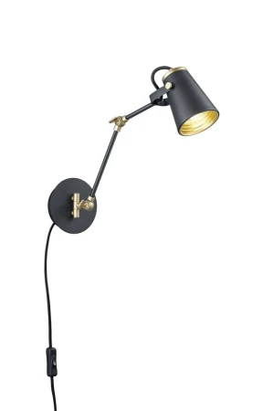 Kinkiet loft unikalny regulowany czarny + złoto EDWARD 208870132 - Trio
