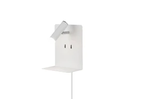 Kinkiet nowoczesny 2x3W LED 3000K 2 włączniki + gniazdo ładowania biała USB ELEMENT 222570231 - Trio