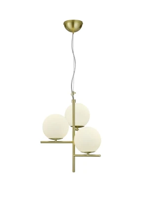 Lampa wisząca nowoczesna mosiądz matowy + białe kule PURE 302000308 - Trio