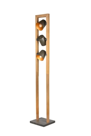 Lampa podłogowa drewno + nikiel antyczny 3xE14 BELL 401900367 - Trio