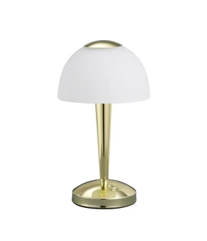 Lampa stołowa polerowany mosiądz + satynowy biały klosz LED z ściemniaczem VENTURA 529990103 - Trio
