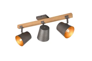Lampa sufitowa loft drewno + nikiel antyczny 3xE14 BELL 801900367 - Trio