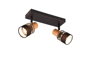 Lampa sufitowa retro drewno + metal czarna NANDINI 811700232 - Trio
