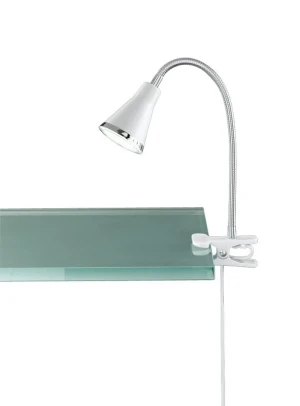 Lampa biurkowa na klips biały + srebrny ARRAS R22711101 - RL