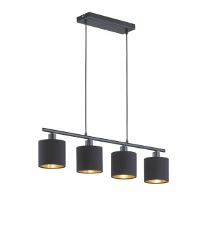 Lampa wisząca 4-płomienna czarno-złote abażury wykończenie metal TOMMY R30334079 - RL