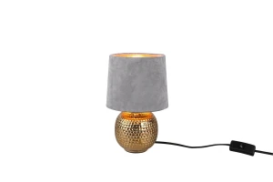 Lampa nocna złota z szarym welurowym abażurem SOPHIA R50821011 - RL