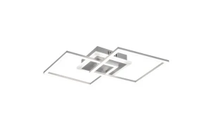 Lampa sufitowa do salonu srebrna 2 kwadraty LED 3000K 25W z funkcją 3-STEP DIM  VENIDA R62793187 - RL