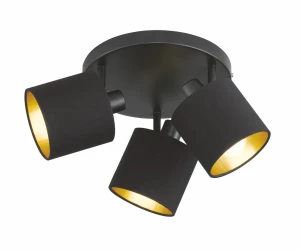 Reflektor sufitowy 3-płomienny okrągły czarno złoty TOMMY R80333979 - RL