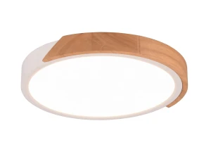 Lampa sufitowa JANO - plafon okrągły biały + drewno R67201131 - RL