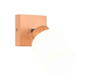 Kinkiet ścienny drewniany z białym kloszem ASSAM R81111030 - RL
