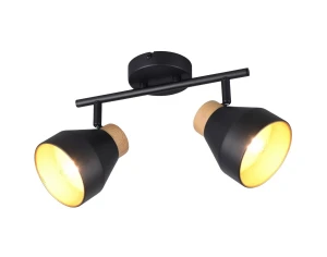 Reflektor 2 metalowe klosze czarne VALENTIN R81922032 - RL