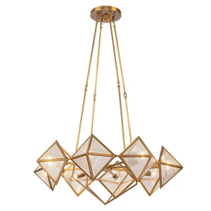 Lampa wisząca mosiężna szklana 8-punktowa QN-CAIRO8-VBS-CR z serii Cairo