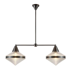 Lampa wisząca metalowa czarno-brązowa 2-punktowa QN-WILLARD-LP2-UBZ-PG z serii WILLARD