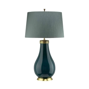 Lampa stołowa Havering turkus/stary mosiądz QN-HAVERING-TL - Quintiesse