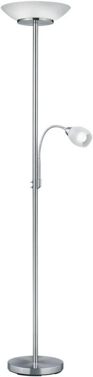 Lampa podłogowa do czytania klasyczna do salonu  E27 + ruchome E14 nikiel GERRY R40063107 - RL
