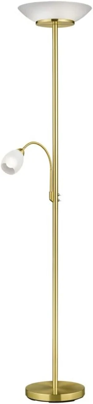 Lampa podłogowa do czytania klasyczna do salonu E27 + ruchome E14 złota GERRY R40063108 - RL
